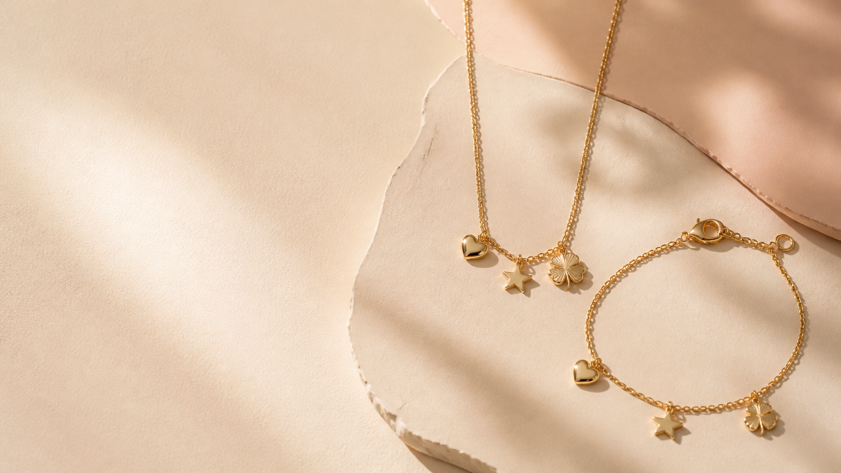 Styling inspiration: a delicate heart, star and clover charm pairing